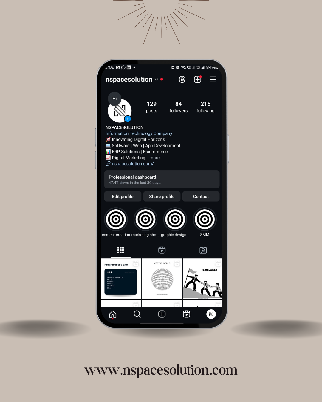 Instagram of Nspace solution